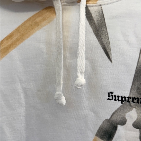 Supreme Shears Print Hoodie in White and Tan - Picture 5 of 13